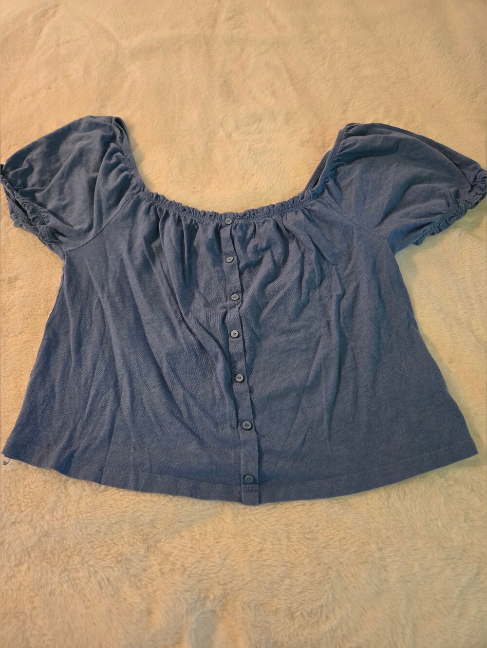 American Eagle Blue Off-Shoulder Button-Front Women’s Top